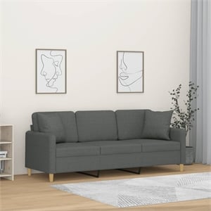 Bowery Hill Contemporary Metal 3-Seater Sofa in Dark Gray Fabric