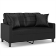 Bowery Hill Contemporary Fabric 2-Seater Sofa in Black Finish