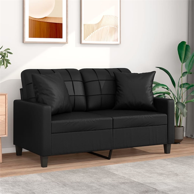 Bowery Hill Contemporary Fabric 2-Seater Sofa in Black Finish