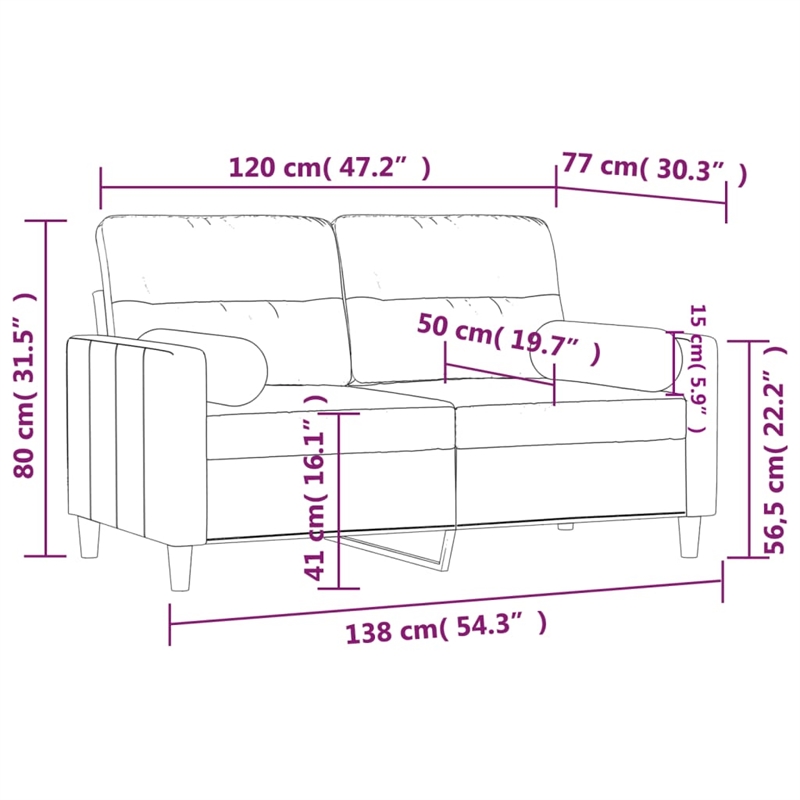 Bowery Hill Contemporary Metal 2-Seater Sofa in Dark Grey Polyester