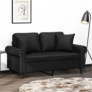 Bowery Hill Contemporary Fabric 2-Seater Sofa in Black Finish