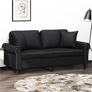 Bowery Hill Contemporary Fabric 2-Seater Sofa in Black Finish