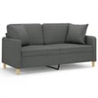 Bowery Hill Contemporary Metal 2-Seater Sofa in Dark Gray Fabric