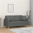 Bowery Hill Contemporary Metal 2-Seater Sofa in Dark Gray Fabric