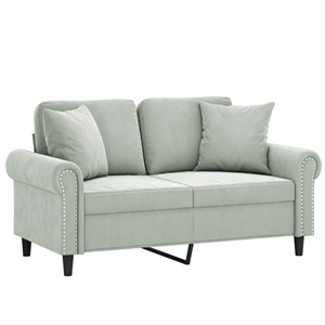 Bowery Hill Metal 2-Seater Sofa in Light Gray Polyester Velvet