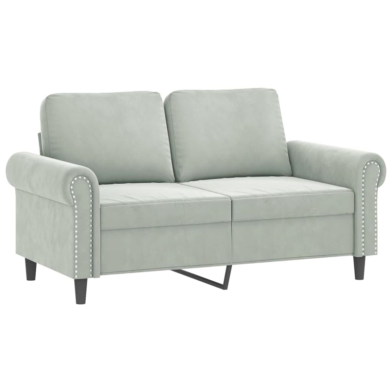 Bowery Hill Metal 2-Seater Sofa in Light Gray Polyester Velvet