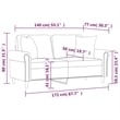 Bowery Hill Metal 2-Seater Sofa in Light Grey Polyester Velvet