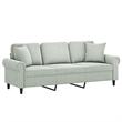 Bowery Hill Metal 3-Seater Sofa in Light Grey Polyester Velvet