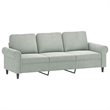 Bowery Hill Metal 3-Seater Sofa in Light Grey Polyester Velvet
