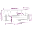 Bowery Hill Metal 3-Seater Sofa in Light Grey Polyester Velvet
