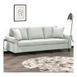 Bowery Hill Metal 3-Seater Sofa in Light Grey Polyester Velvet