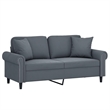 Bowery Hill Metal 2-Seater Sofa in Dark Grey Polyester Velvet