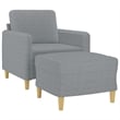 Bowery Hill Contemporary Single Sofa Chair with Footstool in Light Grey