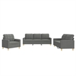 Bowery Hill Contemporary Metal Sofa Set in Dark Grey Polyester Fabric
