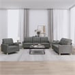 Bowery Hill Contemporary Metal Sofa Set in Dark Grey Polyester Fabric