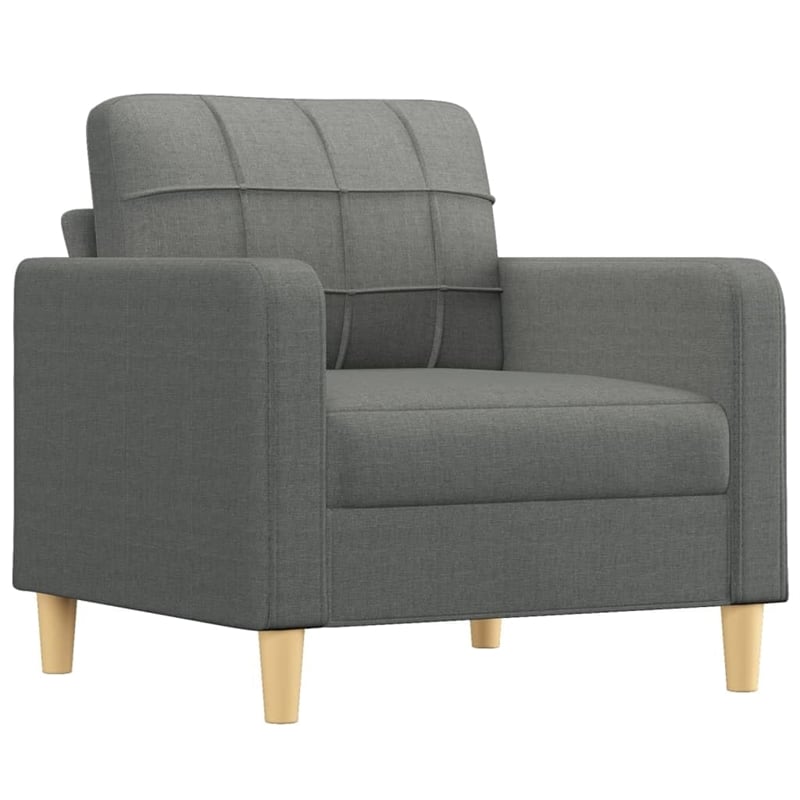 Bowery Hill Contemporary Metal Sofa Set in Dark Grey Polyester Fabric