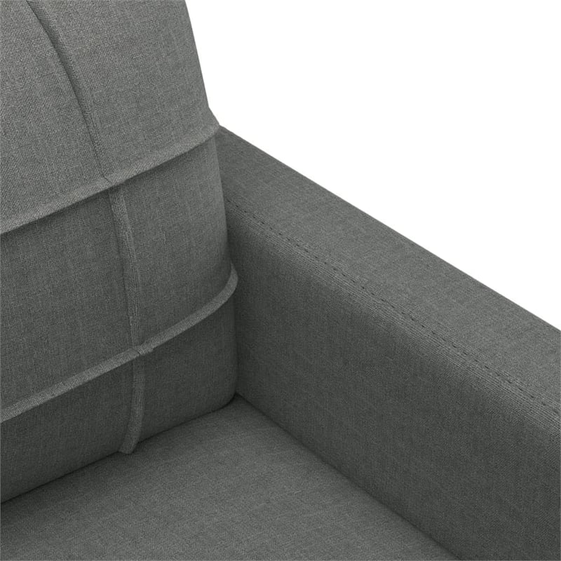 Bowery Hill Contemporary Metal Sofa Set in Dark Grey Polyester Fabric