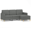 Bowery Hill Contemporary 3-Seater Sofa with Footstool Dark Grey