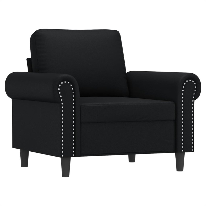 Bowery Hill Contemporary Single Sofa Chair with Footstool in Black