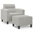 Bowery Hill Contemporary Single Sofa Chair with Footstool in Light Grey