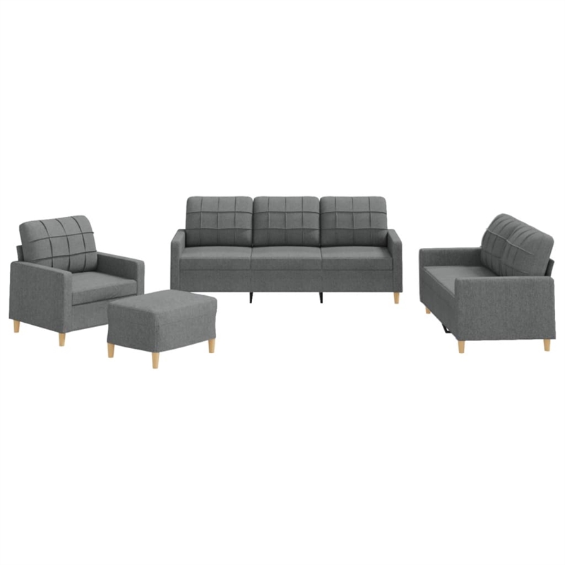 Bowery Hill Contemporary Metal Sofa Set in Dark Grey Polyester Fabric