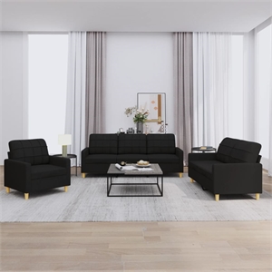 Bowery Hill Contemporary Metal Sofa Set in Black Polyester Fabric