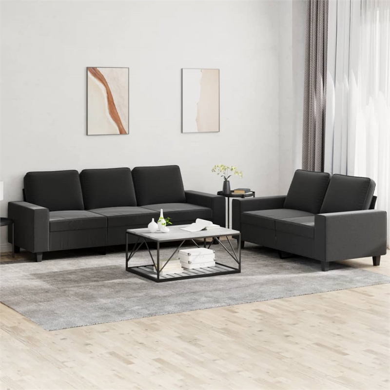 Bowery Hill Modern / Contemporary Sofa Set in Black Finish Fabric