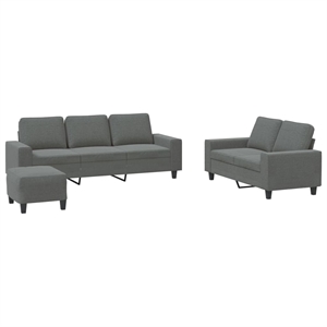 Bowery Hill Contemporary Metal Sofa Set in Dark Grey Polyester Fabric