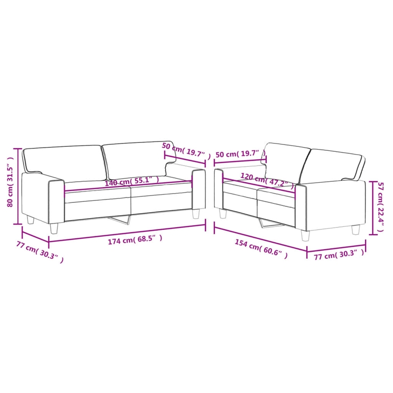 Bowery Hill Contemporary Metal 2-Seater Sofa Set in Black Faux Leather