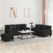Bowery Hill Contemporary Faux Leather Sofa Set in Black Finish