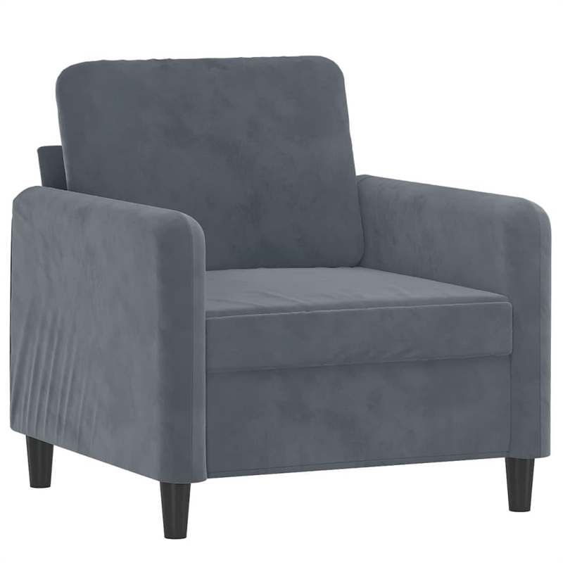 Bowery Hill Large Metal Sofa Set in Dark Grey Polyester Velvet