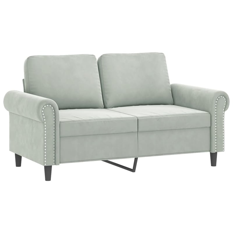 Bowery Hill Contemporary 2 Piece Sofa Set in Light Gray Velvet