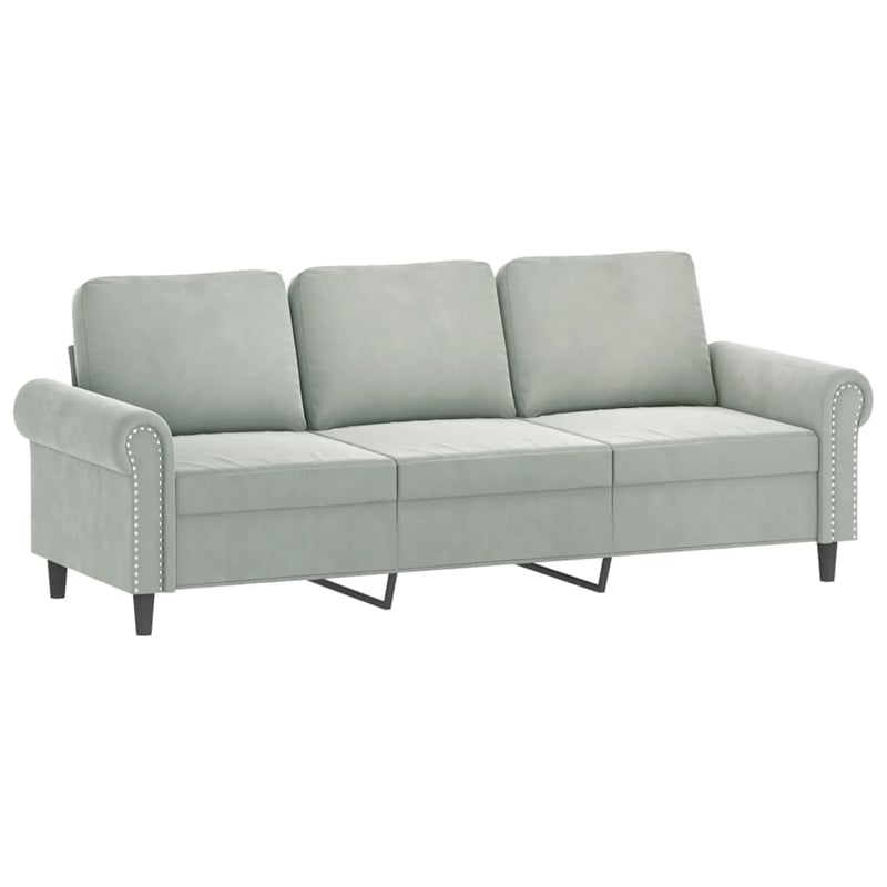 Bowery Hill Contemporary 2 Piece Sofa Set in Light Gray Velvet
