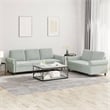 Bowery Hill Contemporary 2 Piece Sofa Set in Light Gray Velvet
