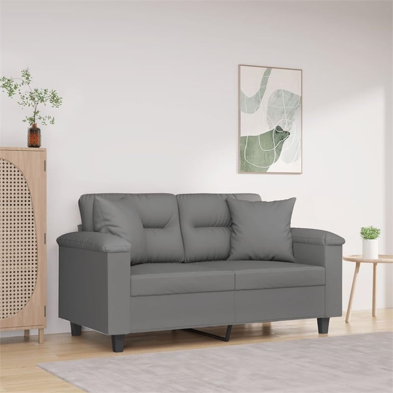 Bowery Hill Contemporary Polyester 2-Seater Sofa in Dark Gray