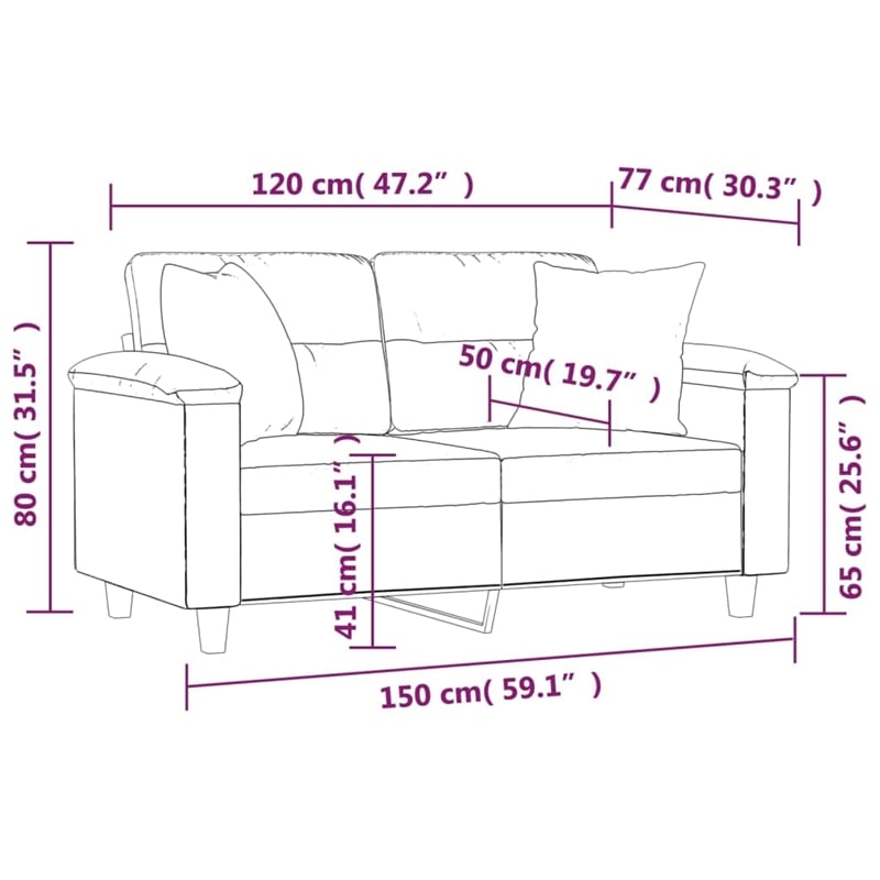 Bowery Hill Contemporary Polyester 2-Seater Sofa in Dark Gray