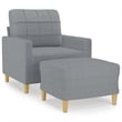 Bowery Hill Contemporary Single Sofa Chair with Footstool in Light Grey