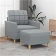 Bowery Hill Contemporary Single Sofa Chair with Footstool in Light Grey