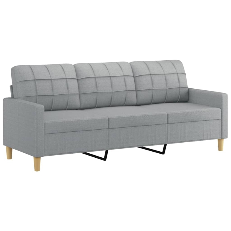 Bowery Hill Contemporary 3-Seater Sofa with Footstool in Light Grey