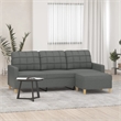 Bowery Hill Contemporary 3-Seater Sofa with Footstool in Dark Grey