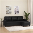 Bowery Hill Contemporary 3-Seater Sofa with Footstool in Black
