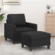 Bowery Hill Contemporary Single Sofa Chair with Footstool in Black