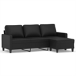Bowery Hill Contemporary 3-Seater Sofa with Footstool in Black