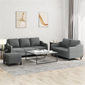 Bowery Hill Contemporary Metal Sofa Set in Dark Grey Polyester Fabric