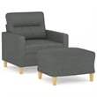 Bowery Hill Contemporary Single Sofa Chair with Footstool in Dark Grey