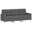 Bowery Hill Contemporary 3-Seater Sofa with Footstool in Dark Grey