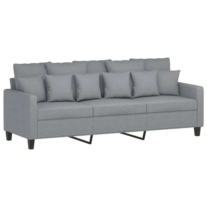Bowery Hill Contemporary 3-Seater Sofa with Footstool in Light Grey