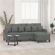 Bowery Hill Contemporary 3-Seater Sofa with Footstool in Dark Grey
