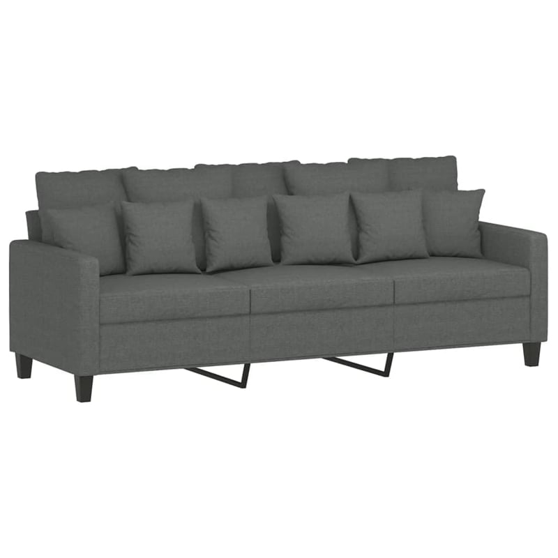 Bowery Hill Contemporary 3-Seater Sofa with Footstool in Dark Grey