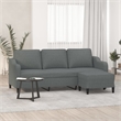 Bowery Hill Contemporary 3-Seater Sofa with Footstool in Dark Grey